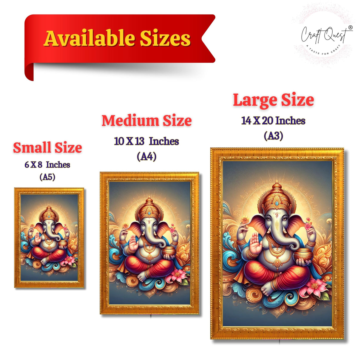 CRAFT QUEST Lord Ganesha Modern Wall Painting With Frame For Home and Office Decor