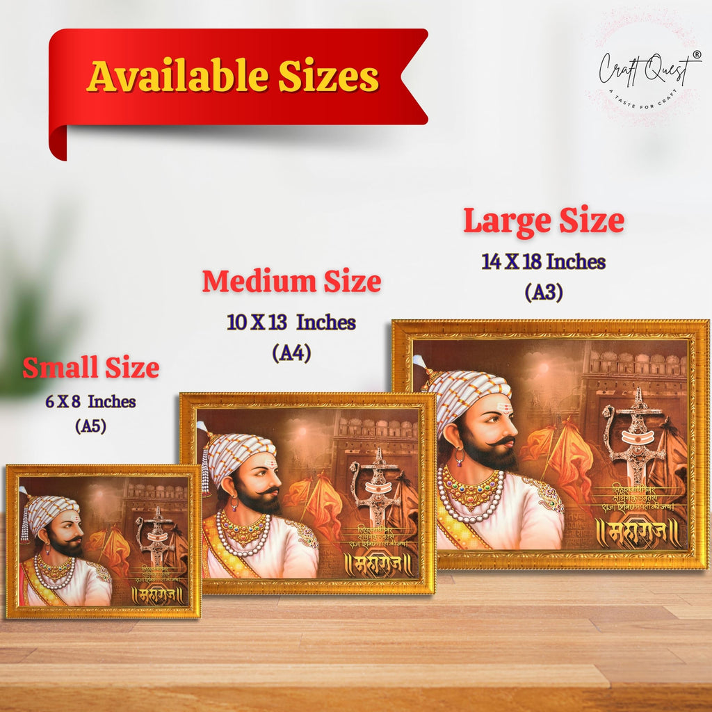 CRAFT QUEST Maharaja Chattrapati Shivaji Maharaj Wall Photo Frame | Lightweight | Home Decoration Item | Best Gifting Option