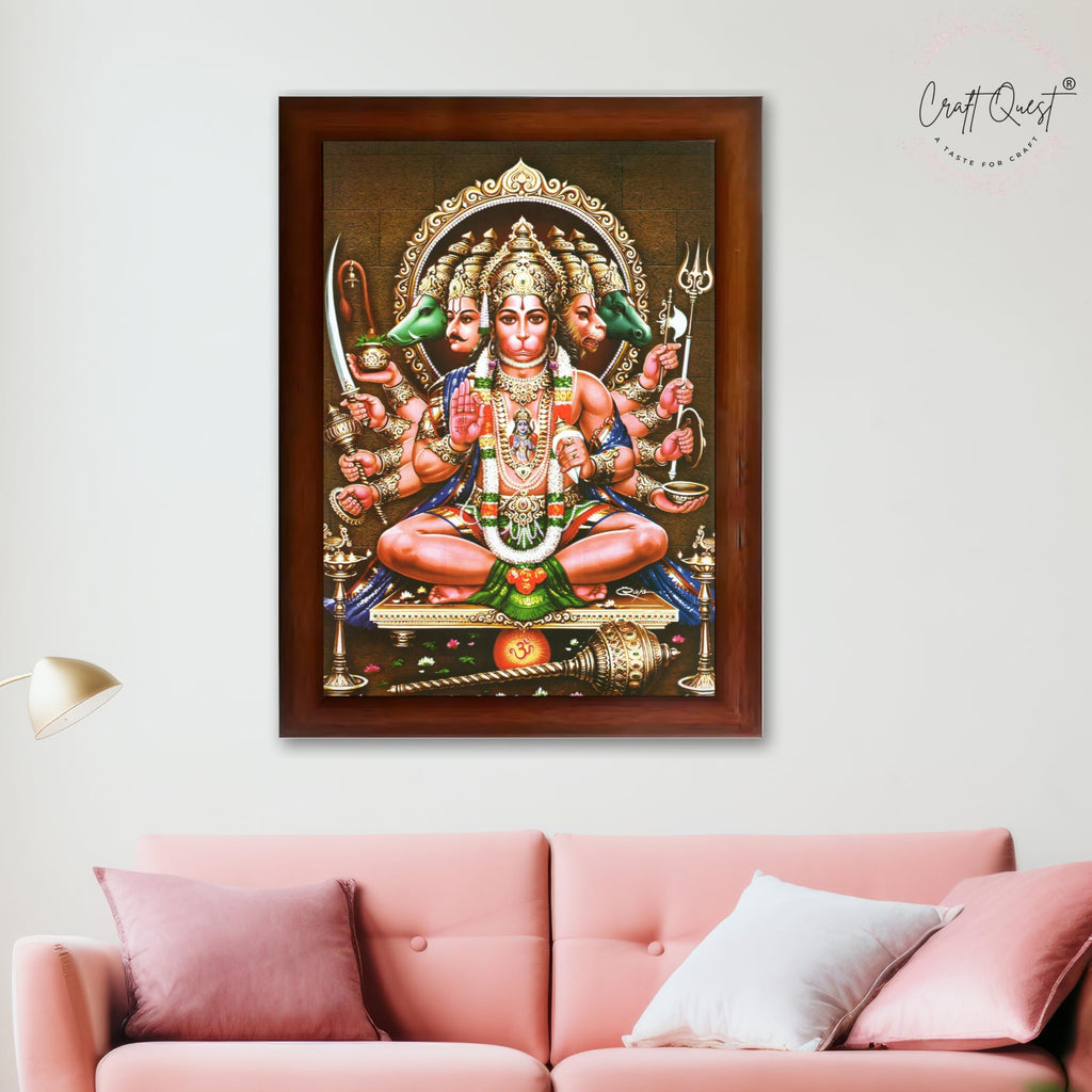 CRAFT QUEST Lord Hanuman Ji Hanumanji Jai Bajrangbali Bajrang Photo Frame For Home Décor, Temple, Pooja Room, Wall, Gift Items
