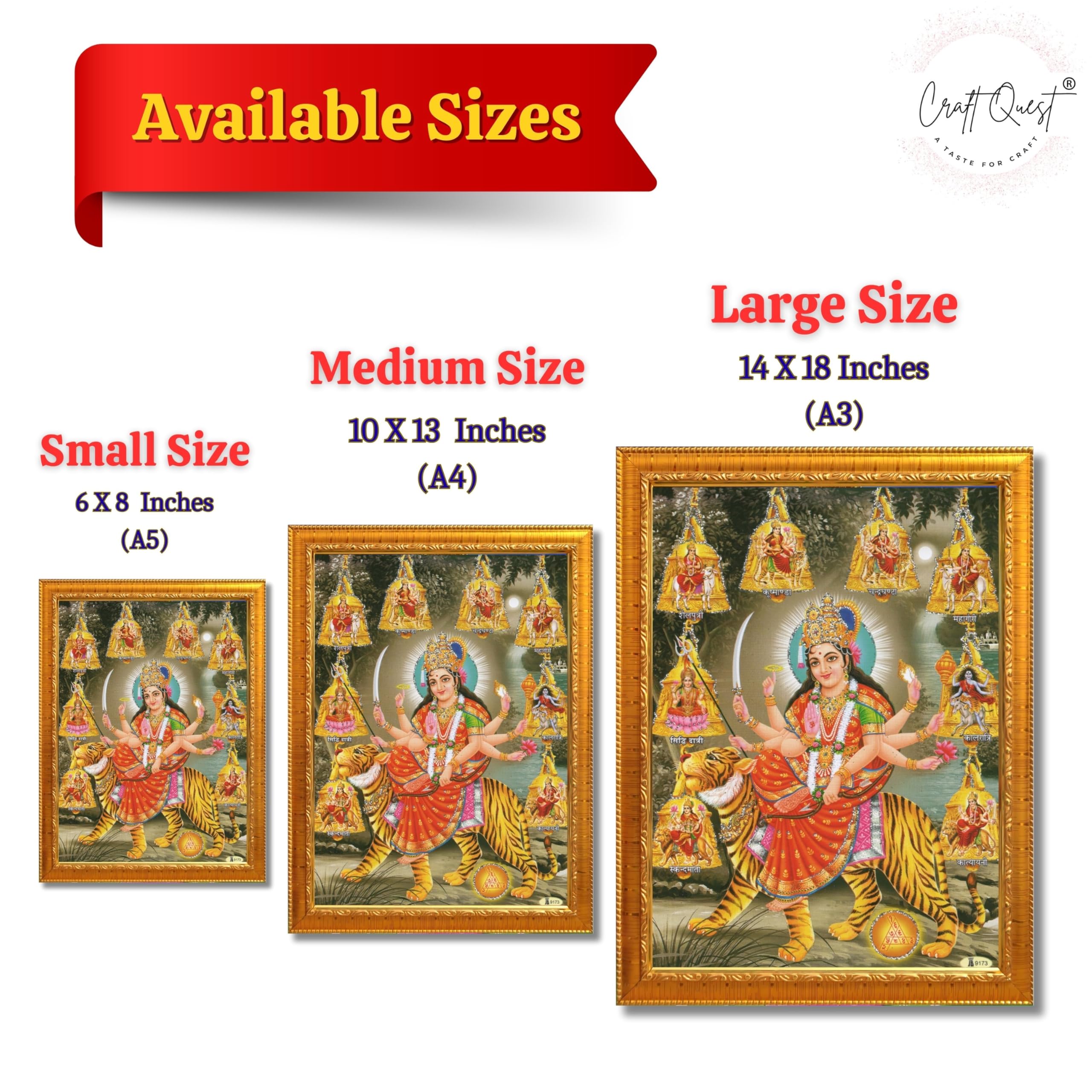 CRAFT QUEST Durga Maa Nav Navdurga Wall Painting Framed Home and Pooja,Office Decor Items