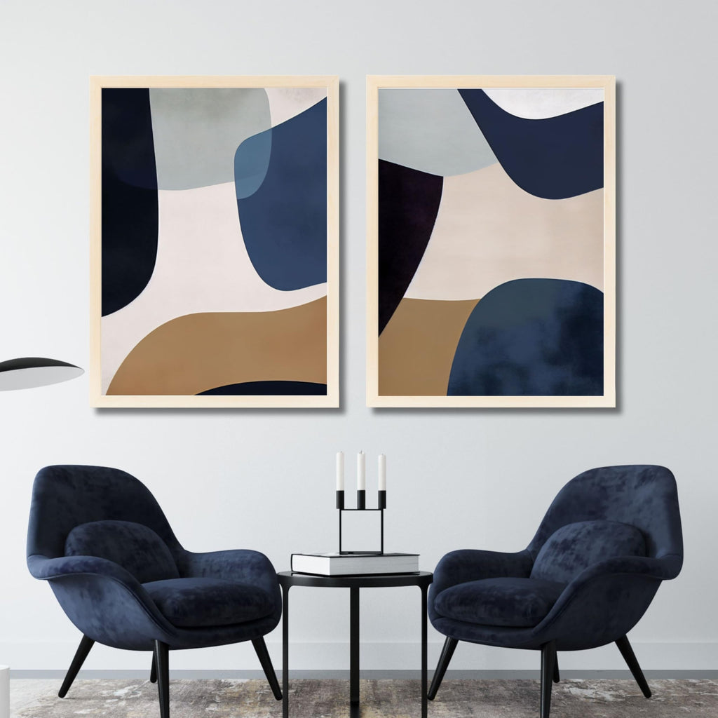 CRAFT QUEST Wall Art Decor Paintings | Set of 2 Abstract Wall Art Frames for Home Decoration | Perfect for Living Room, Bedroom & Office
