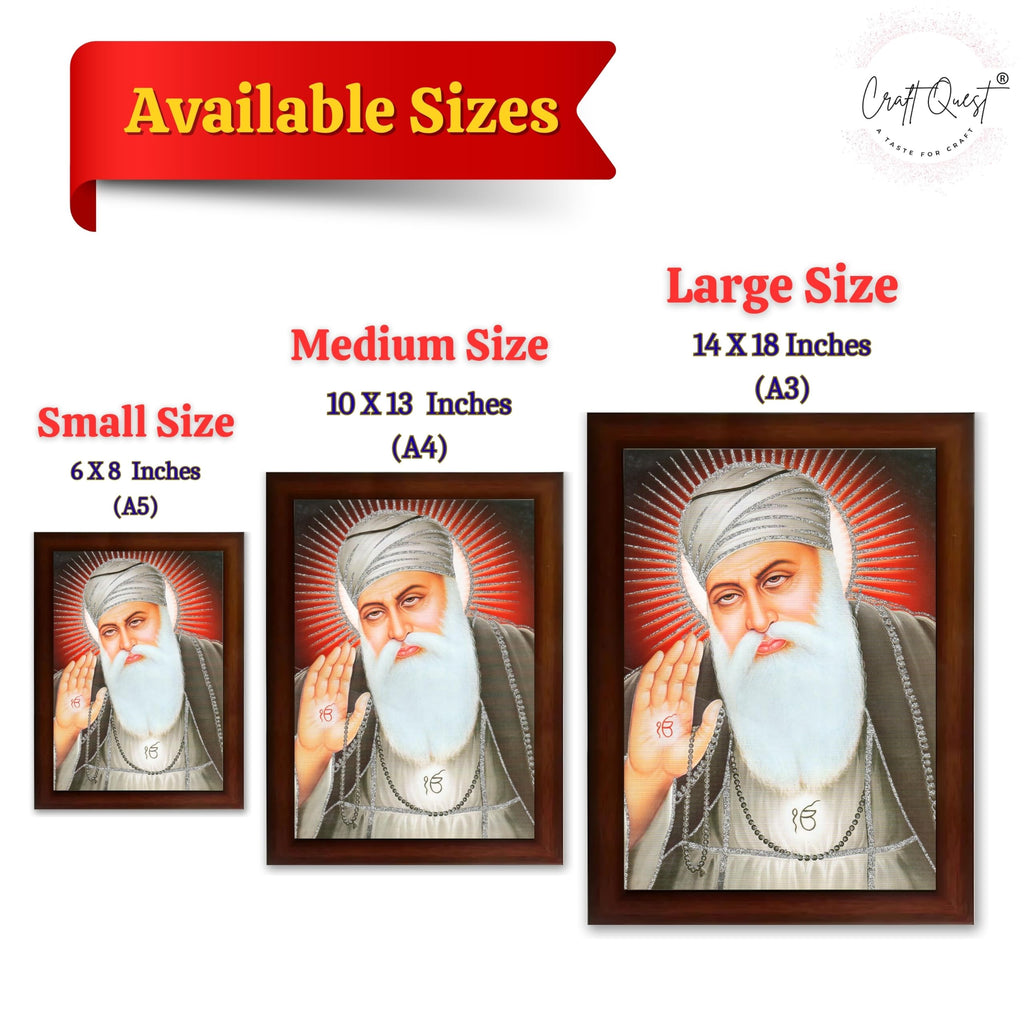 CRAFT QUEST Gurunanak Dev Ji Photo Frame Waheguru Sikh Guru Photo for Home Decor Spiritual Wall Hanging Living Room Decoration