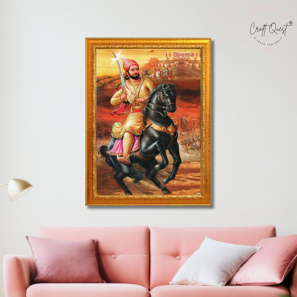 CRAFT QUEST Shivaji Maharaj Wall Photo Frame | For Living, Pooja Room | Home Decoration Item | Best Gifting Option