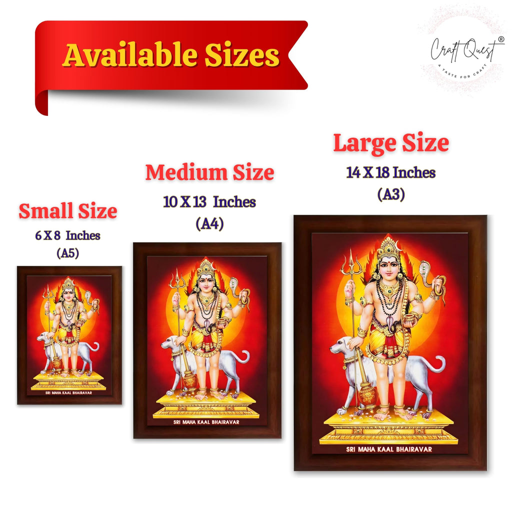CRAFT QUEST Bhairava Kaal Bhairav Baba Bairava Photo Frame | Hindu God Spiritual Framed | Ideal for Home, Office, Temple & Puja Room, Wall Decor