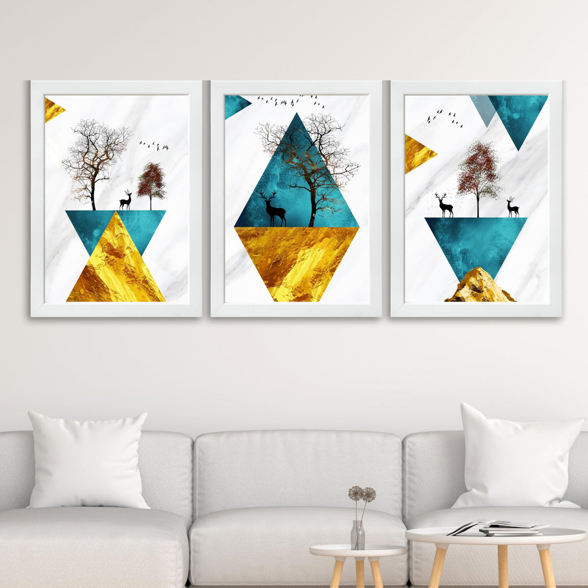 CRAFT QUEST Abstract Modern Art Wall Frame | Set of 3 Frames for Home Decoration | Ideal for Living Room, Bedroom & Offices