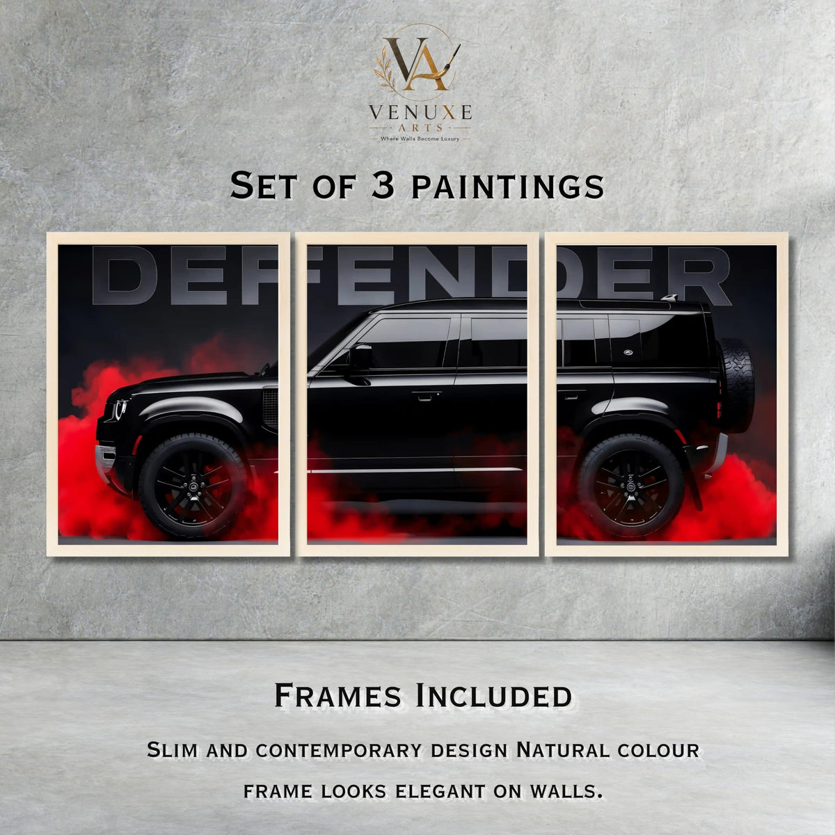 VENUXE ARTS Set Of 3 Big Sports Cars Framed Posters Gift Items for Boys Room Wall Decoration Bedroom Living Room Office Studio Décor | Car Poster Frame for Wall Décor