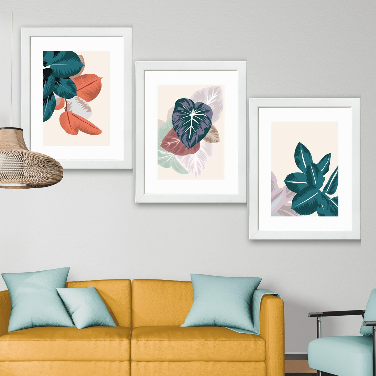 CRAFT QUEST Wall Art Decor Paintings | Set of 3 FLORAL Wall Art Frames for Home Decoration | Ideal for Living Room, Bedroom & Offices