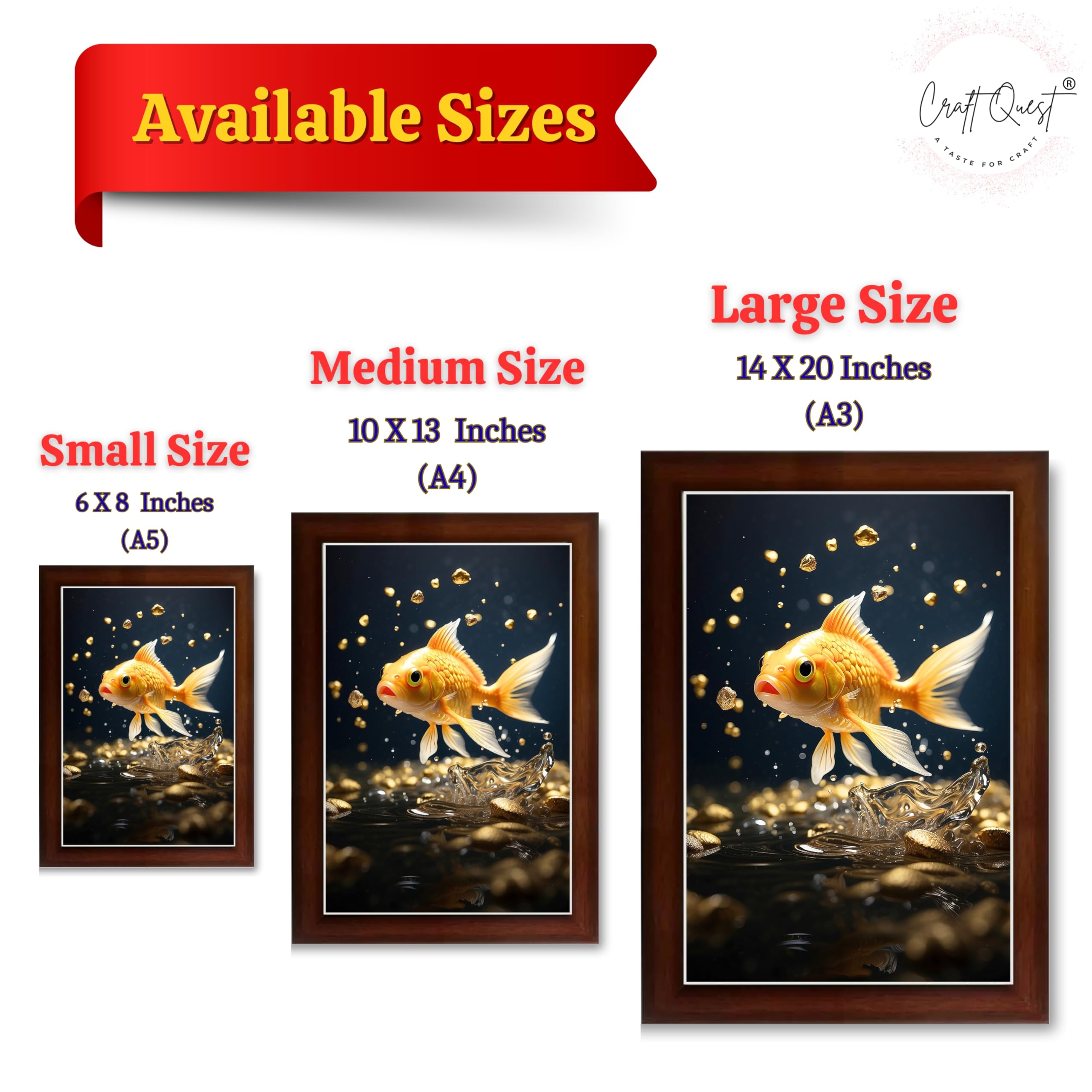CRAFT QUEST Vastu Fishes Painting With Floating Photo Frame Home Office Wall Decor | Paintings for Home Decoration, Living room, Bedroom and Office Décor