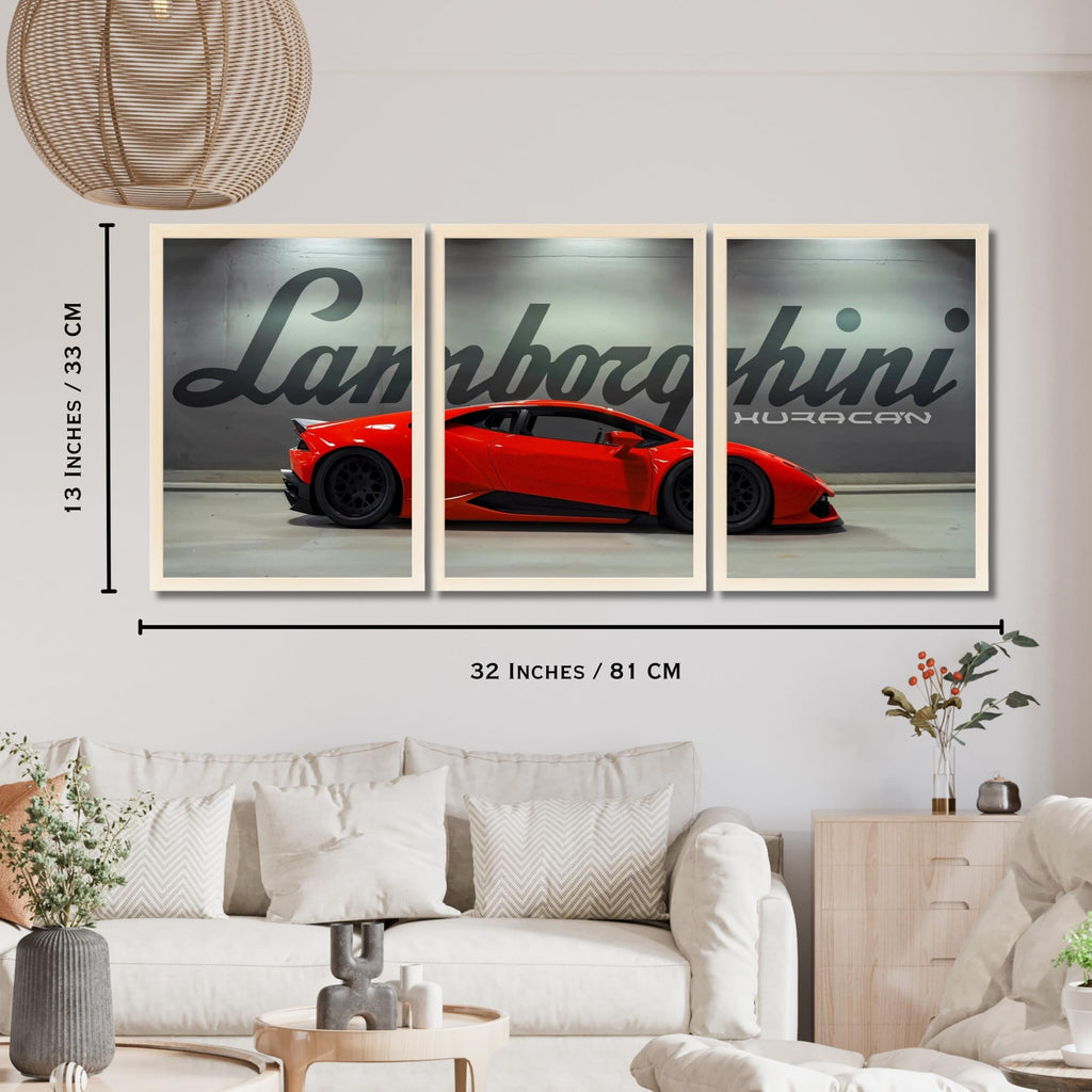 VENUXE ARTS Set Of 3 Big Sports Cars Framed Posters Gift Items for Boys Room Wall Decoration Bedroom Living Room Office Studio Décor | Car Poster Frame for Wall Décor