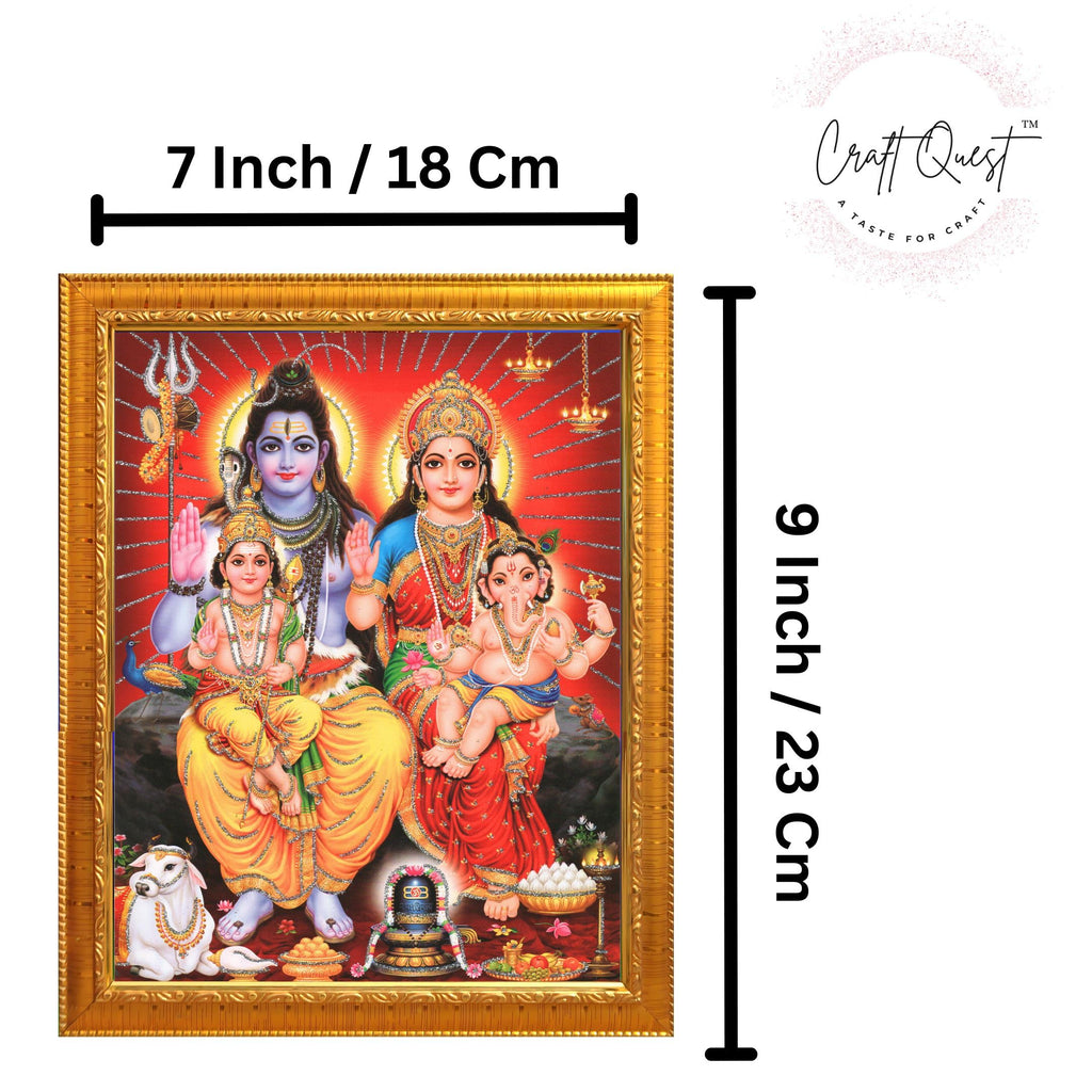 CRAFT QUEST Shiv Parivar Religious Wood Photo Frame with Acrylic glass