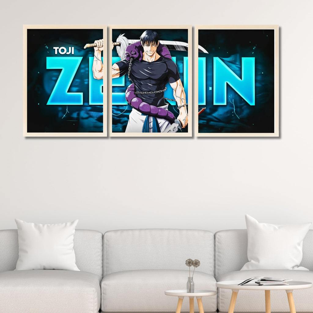 VENUXE ARTS Set Of 3 Anime Characters Wall Framed |Anime Characters Framed Poster for Living Room Bedroom Gaming Room Studio Wall Decor