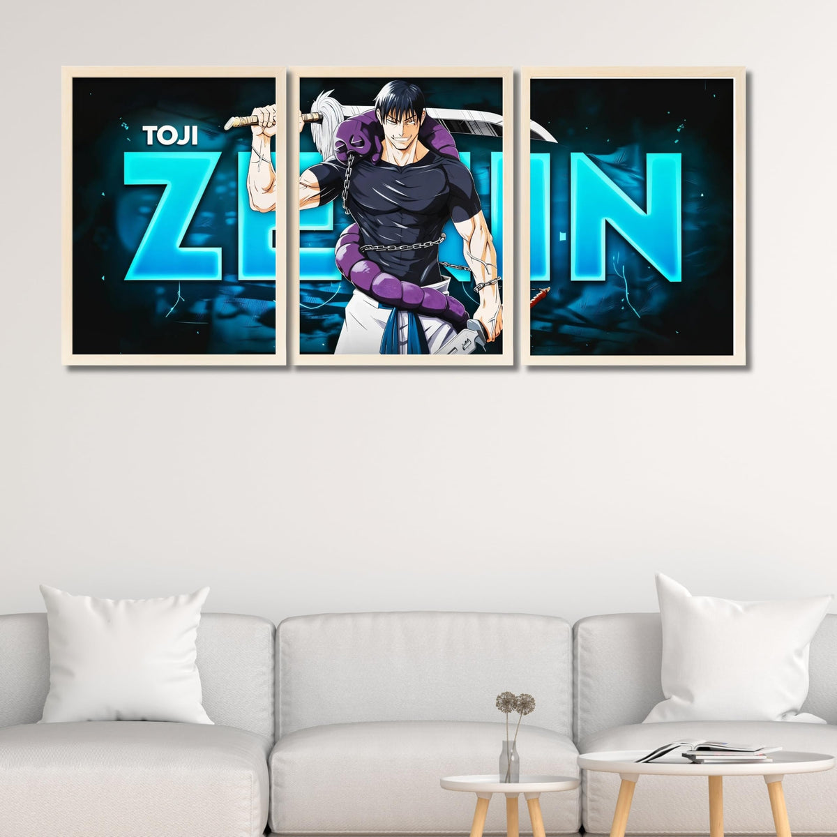 VENUXE ARTS Set Of 3 Anime Characters Wall Framed |Anime Characters Framed Poster for Living Room Bedroom Gaming Room Studio Wall Decor