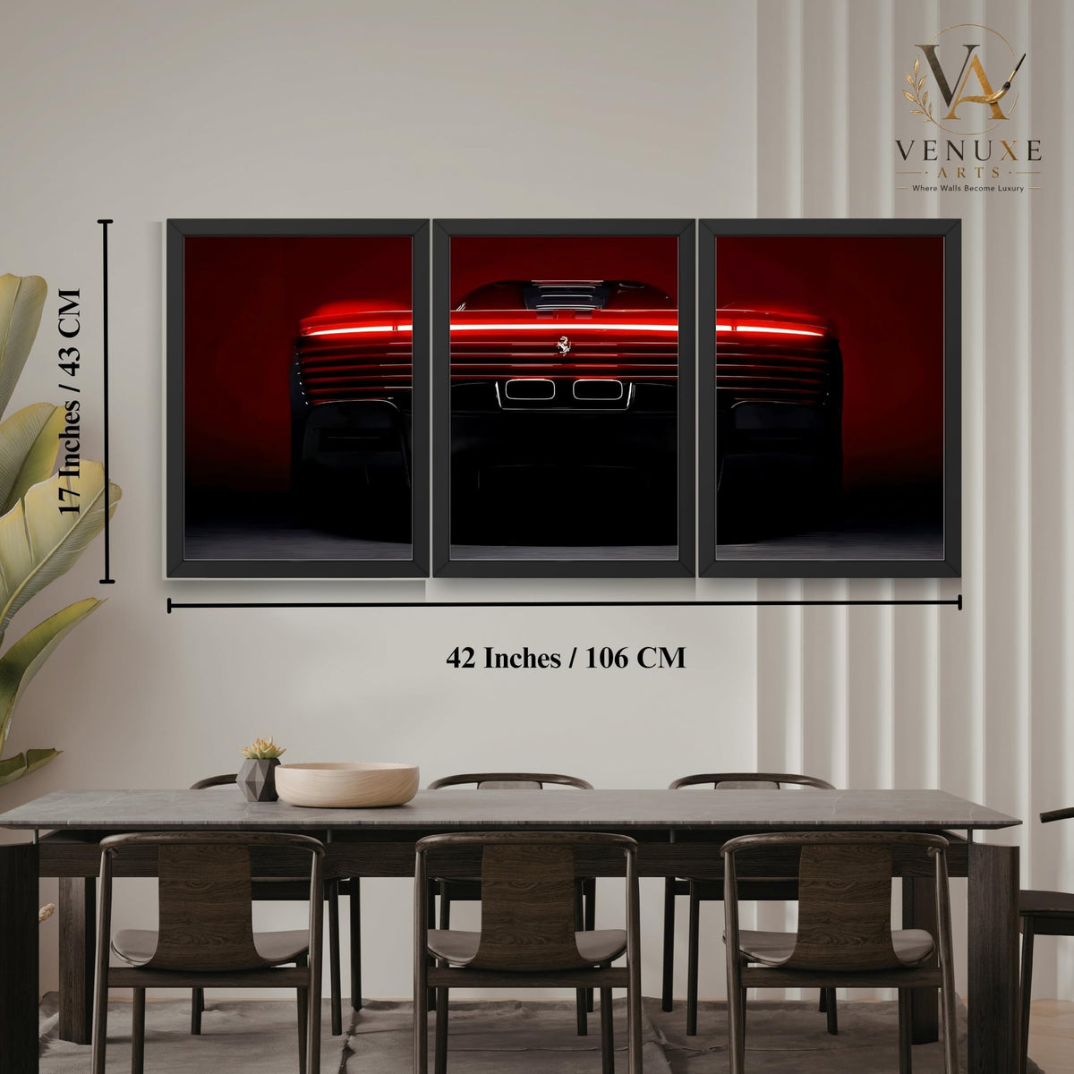 VENUXE ARTS Set Of 3 Big Sports Cars Framed Posters Gift Items for Boys Room Wall Decoration Bedroom Living Room Office Studio Décor | Car Poster Frame for Wall Décor