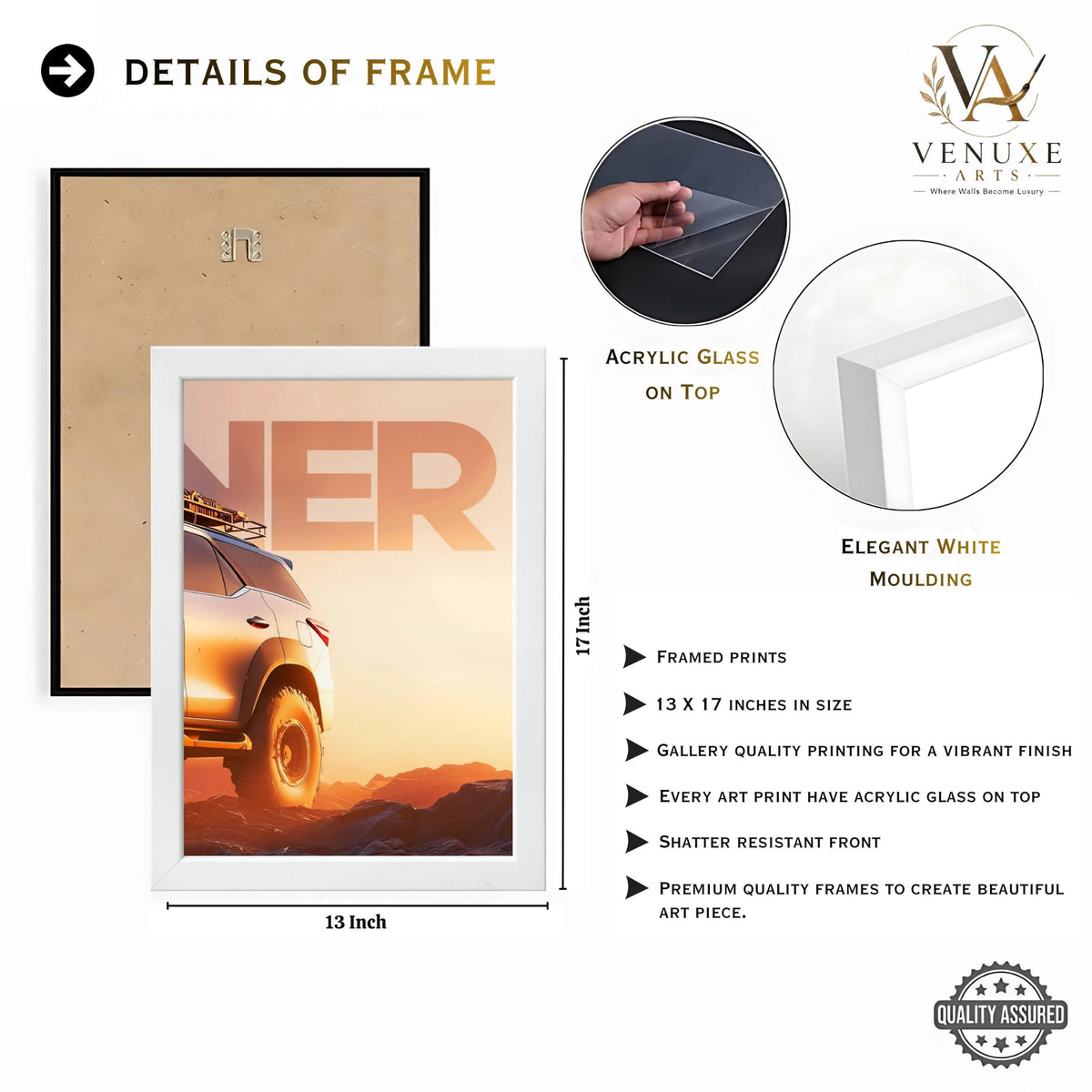 VENUXE ARTS Set Of 3 Big Sports Cars Framed Posters Gift Items for Boys Room Wall Decoration Bedroom Living Room Office Studio Décor | Car Poster Frame for Wall Décor