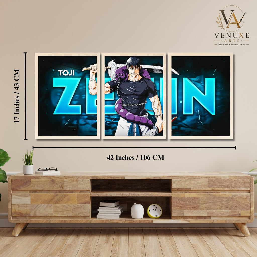 VENUXE ARTS Set Of 3 Anime Characters Wall Framed |Anime Characters Framed Poster for Living Room Bedroom Gaming Room Studio Wall Decor