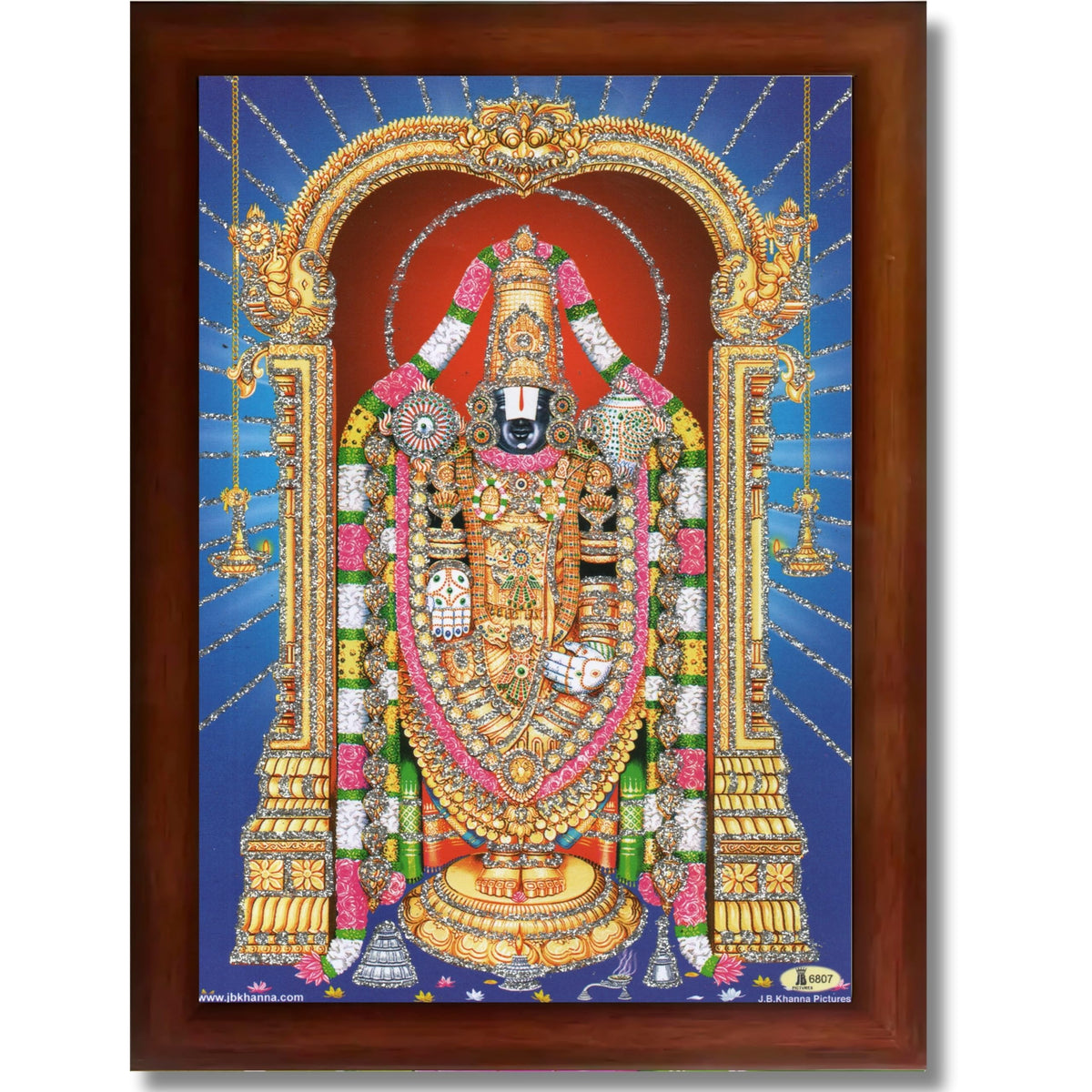 CRAFT QUEST Tirupati Balaji Lakshmi Venkateshwara venkateshwer Swamy Wall Painting Framed, Home, Temple, Pooja, Wall Décor Item