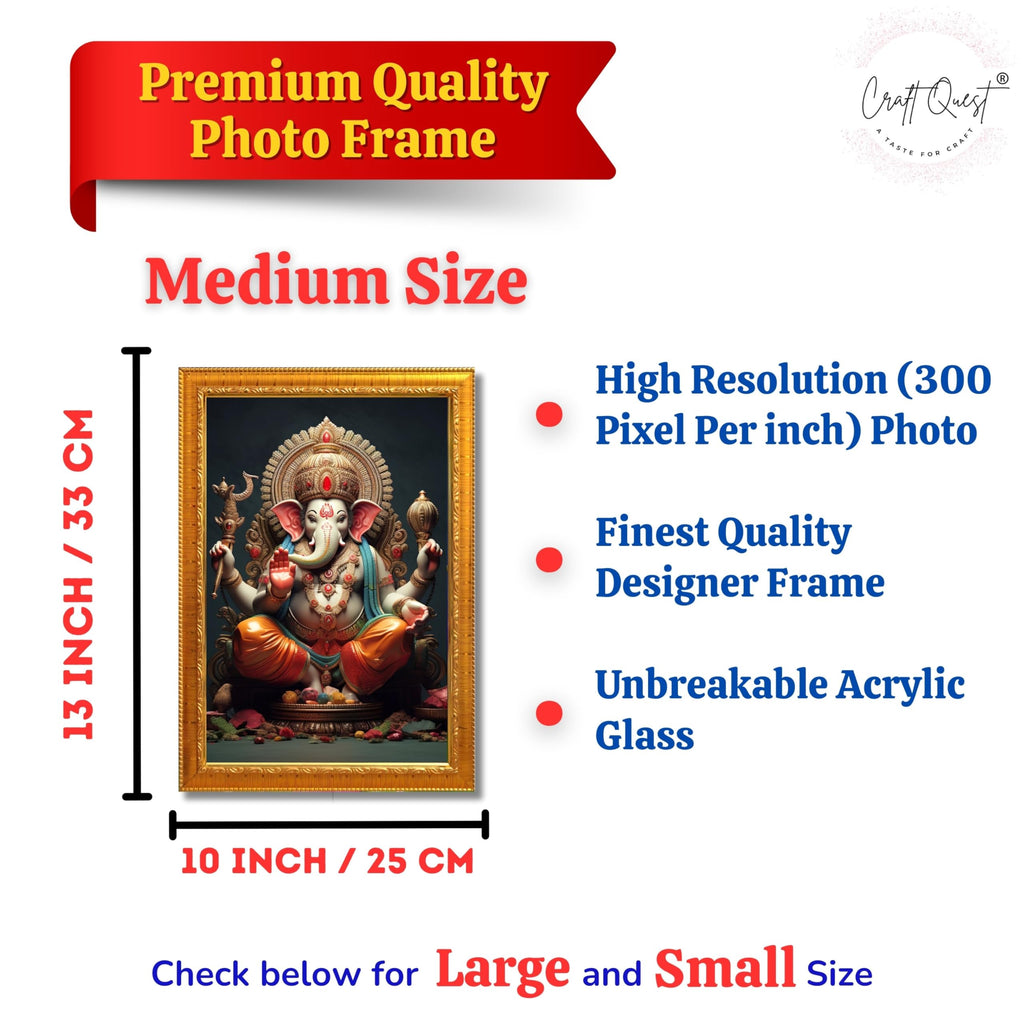 CRAFT QUEST Lord Ganesha Modern Wall Art Painting With Frame For Pooja, Home and Office Decor,