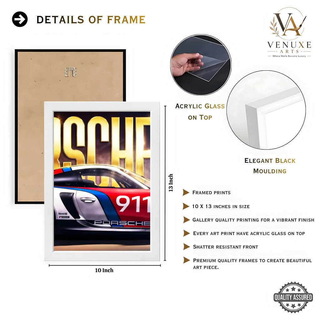 VENUXE ARTS Set Of 3 Big Sports Cars Framed Posters Gift Items for Boys Room Wall Decoration Bedroom Living Room Office Studio Décor | Car Poster Frame for Wall Décor