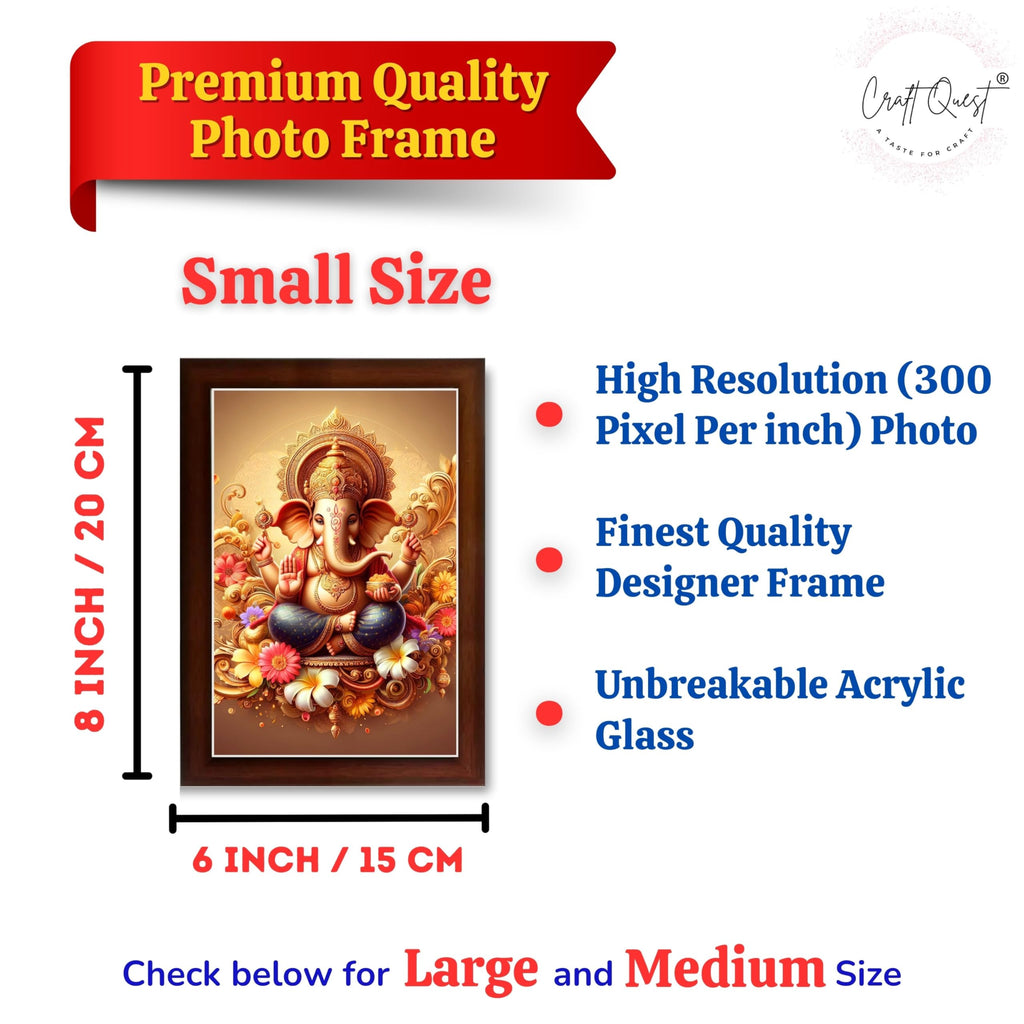 CRAFT QUEST Ganesh Ganesha Art Framed Painting Ready to Hang and Wall Home Decor