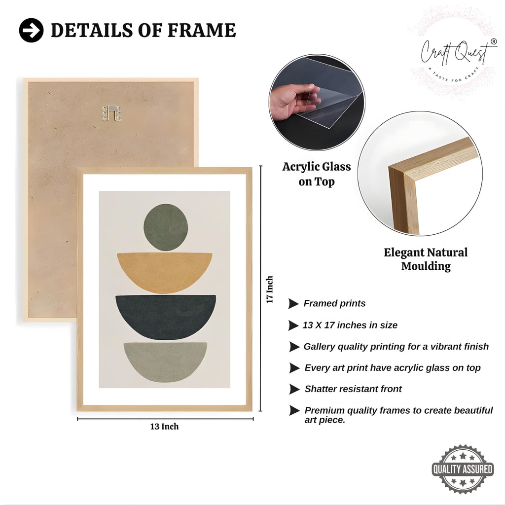CRAFT QUEST Abstract With Different Shapes | Set of 3 Frames for Home Decoration | Ideal for Living Room, Bedroom & Offices