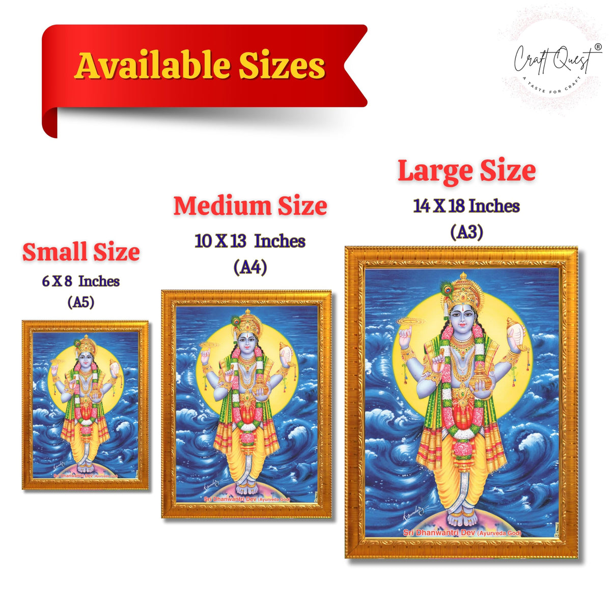 CRAFT QUEST Dhanvantari/Dhanvantri God of Health and Ayurveda Photo Frame