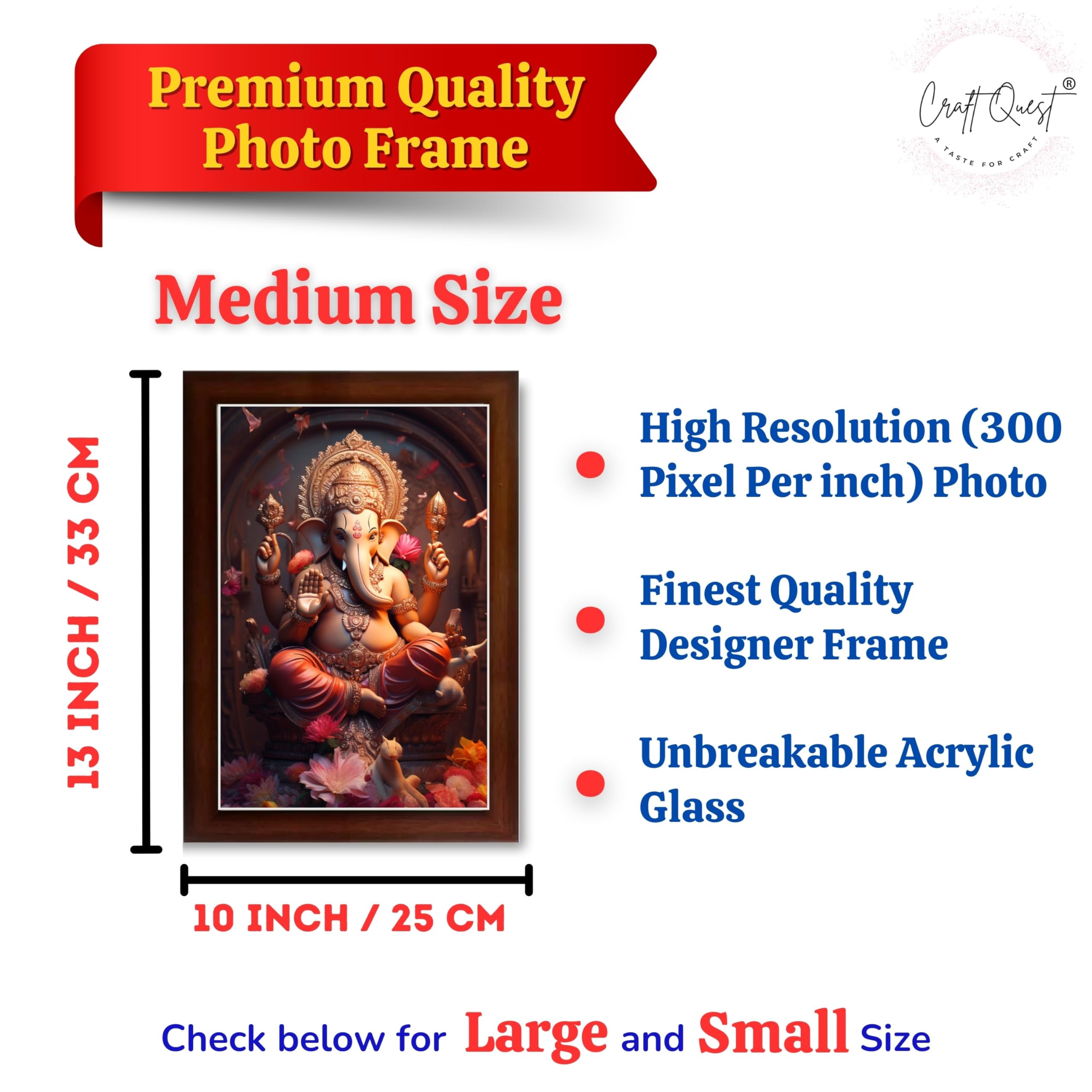 CRAFT QUEST Lord Ganesha Ganesh Ganpati Ganapathi Hanging Wall Painting Framed For Home Décor