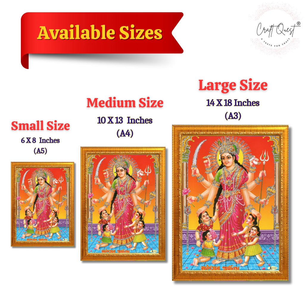 CRAFT QUEST Shri Jivantika Sarva Mangala mata Wall Painting Framed Home Décor