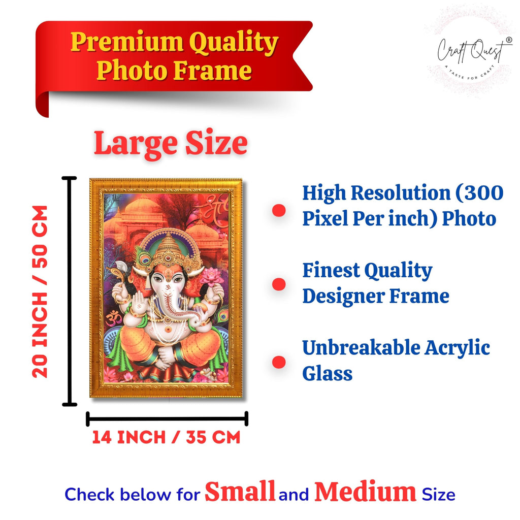CRAFT QUEST Lord Ganesha Ganesh Ganpati Ganapathi Hanging Wall Painting Framed Home Decor