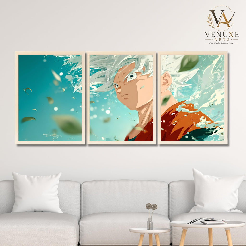 VENUXE ARTS Set Of 3 Anime Characters Wall Framed |Anime Characters Framed Poster for Living Room Bedroom Gaming Room Studio Wall Decor