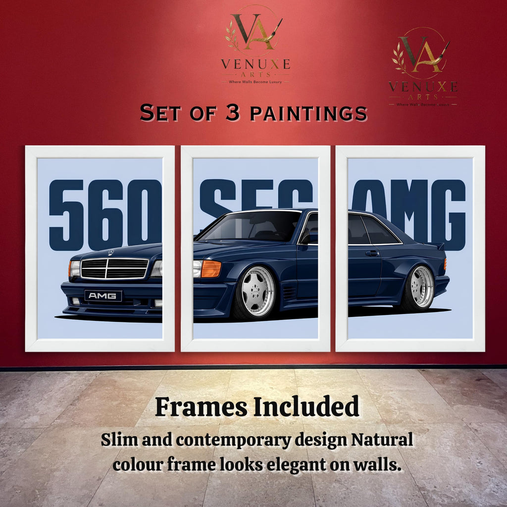 VENUXE ARTS Set Of 3 Big Sports Cars Framed Posters Gift Items for Boys Room Wall Decoration Bedroom Living Room Office Studio Décor | Car Poster Frame for Wall Décor