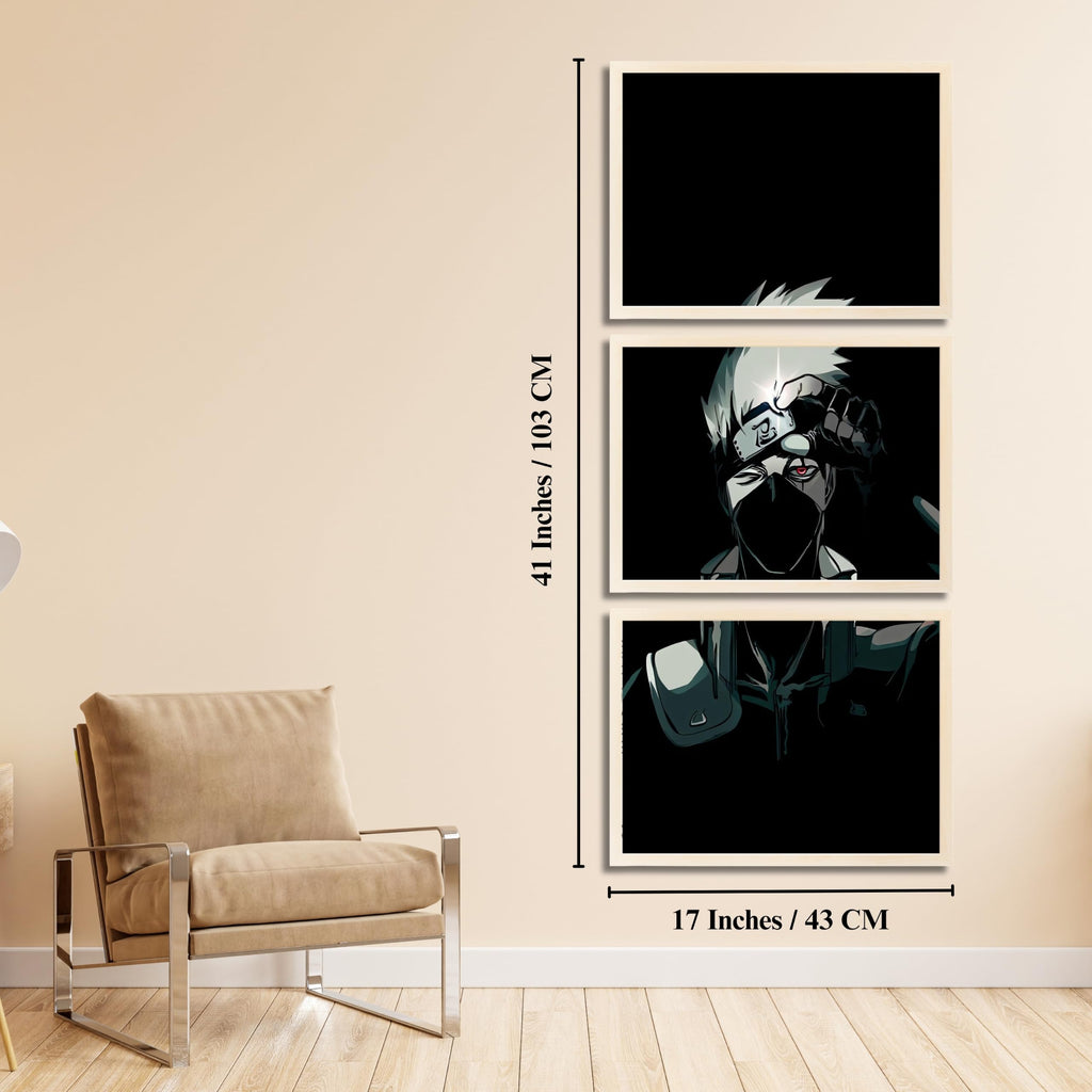 VENUXE ARTS Set Of 3 Anime Characters Wall Framed |Anime Characters Framed Poster for Living Room Bedroom Gaming Room Studio Wall Decor