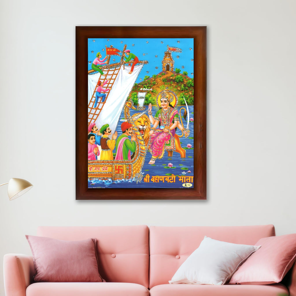 CRAFT QUEST Shri Vahanvati Mata Sikotar Maa Photo frame | Acrylic, Lightweight | Hindu God Spiritual Framed | Ideal for Home, Office, Temple & Puja Room, Wall Decor