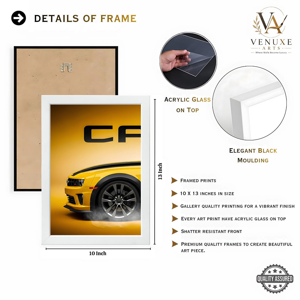 VENUXE ARTS Set Of 3 Big Sports Cars Framed Posters Gift Items for Boys Room Wall Decoration Bedroom, Living Room, Office, Studio Décor | Car Poster Frame for Wall Décor