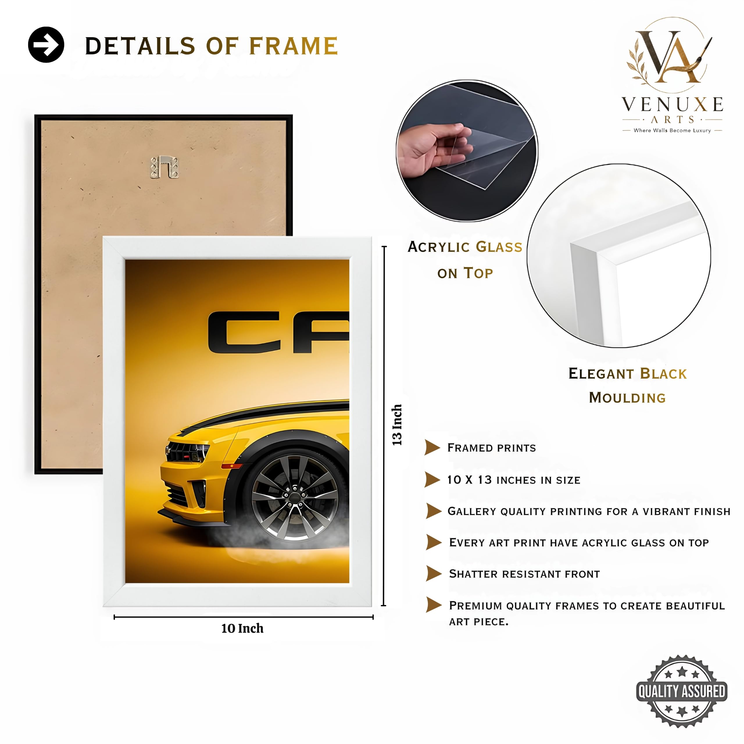 VENUXE ARTS Set Of 3 Big Sports Cars Framed Posters Gift Items for Boys Room Wall Decoration Bedroom, Living Room, Office, Studio Décor | Car Poster Frame for Wall Décor