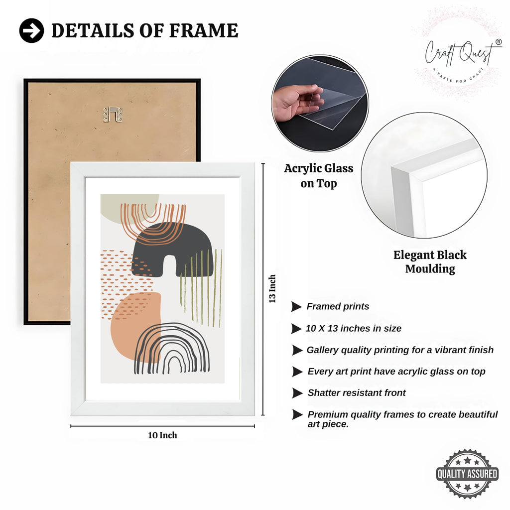 CRAFT QUEST Abstract Minimalist Art Modern Design | Set of 3 Frames for Home Decoration | Ideal for Living Room, Bedroom & Offices