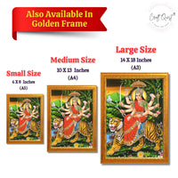 CRAFT QUEST Durga Mata Goddess Navdurga Wall Painting Framed Home and Pooja Décor