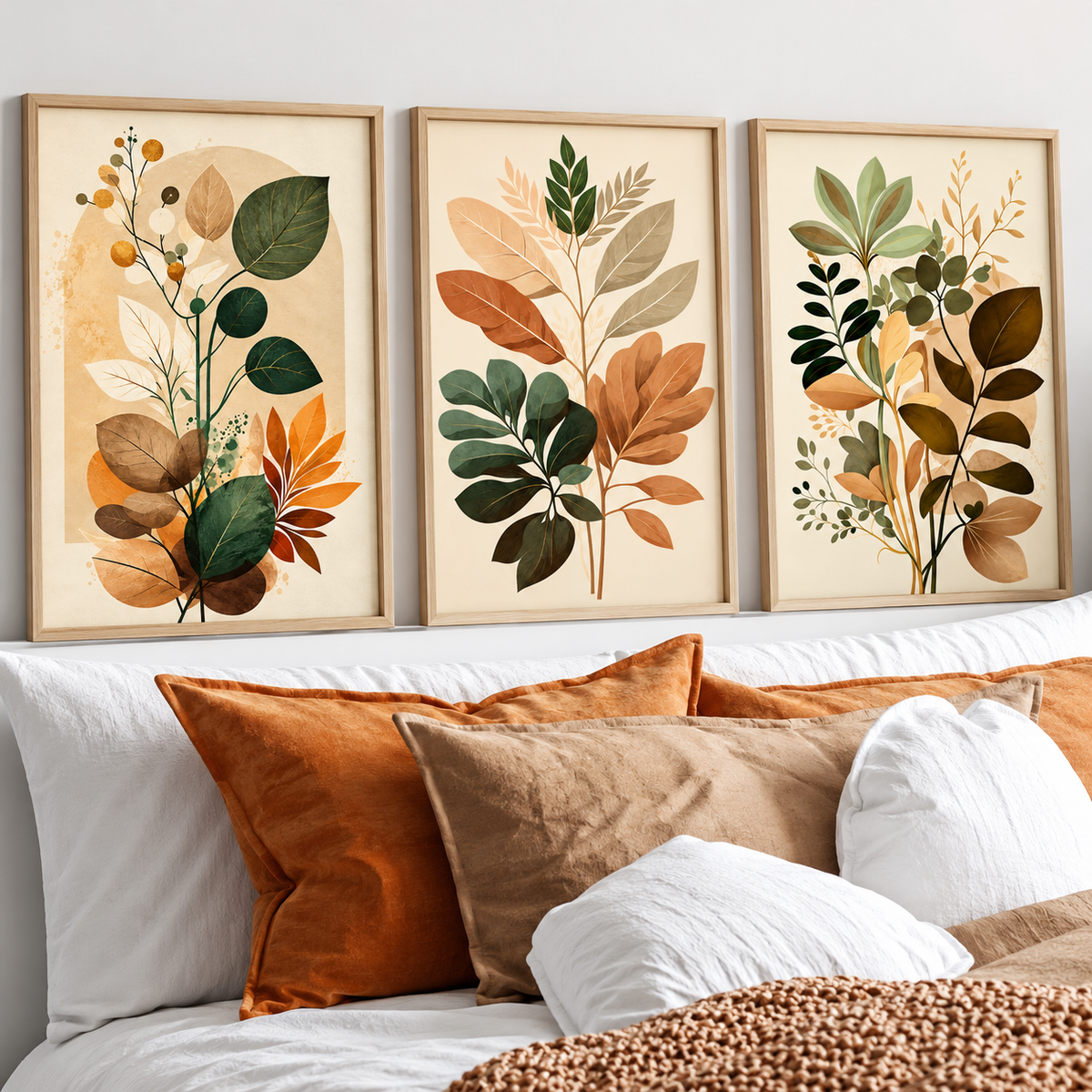 Botanical Wall Art Set of 3 with Wooden Frames | CRAFT QUEST