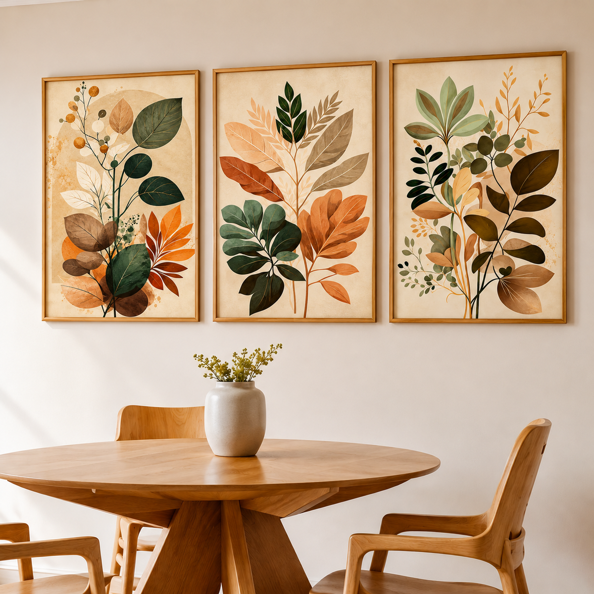 Botanical Wall Art Set of 3 with Wooden Frames | CRAFT QUEST