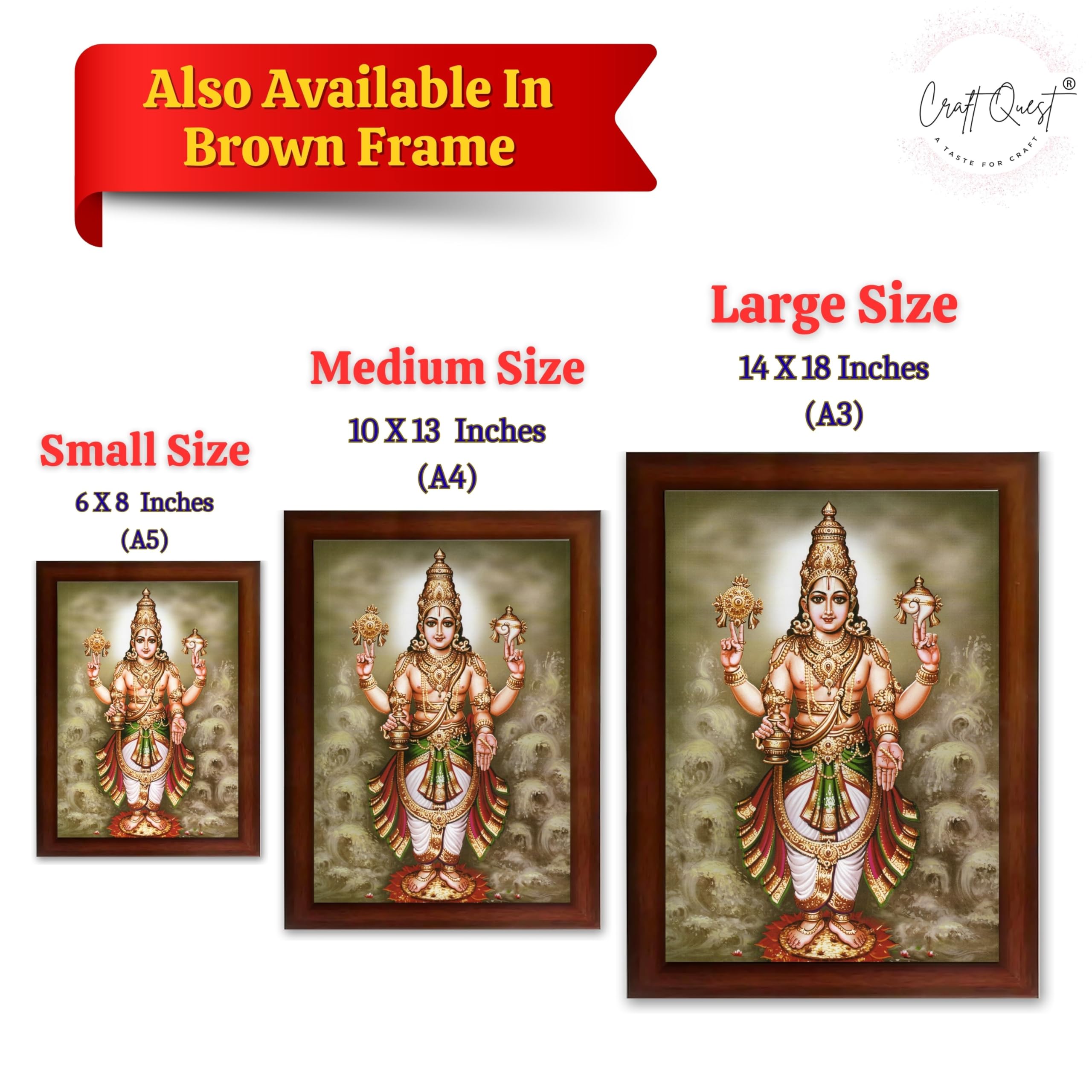 CRAFT QUEST Lord Dhanvantari Dhanwantri Wall Painting Photo Framed For Home, Pooja, Temple, Gift, Wall Décor Item
