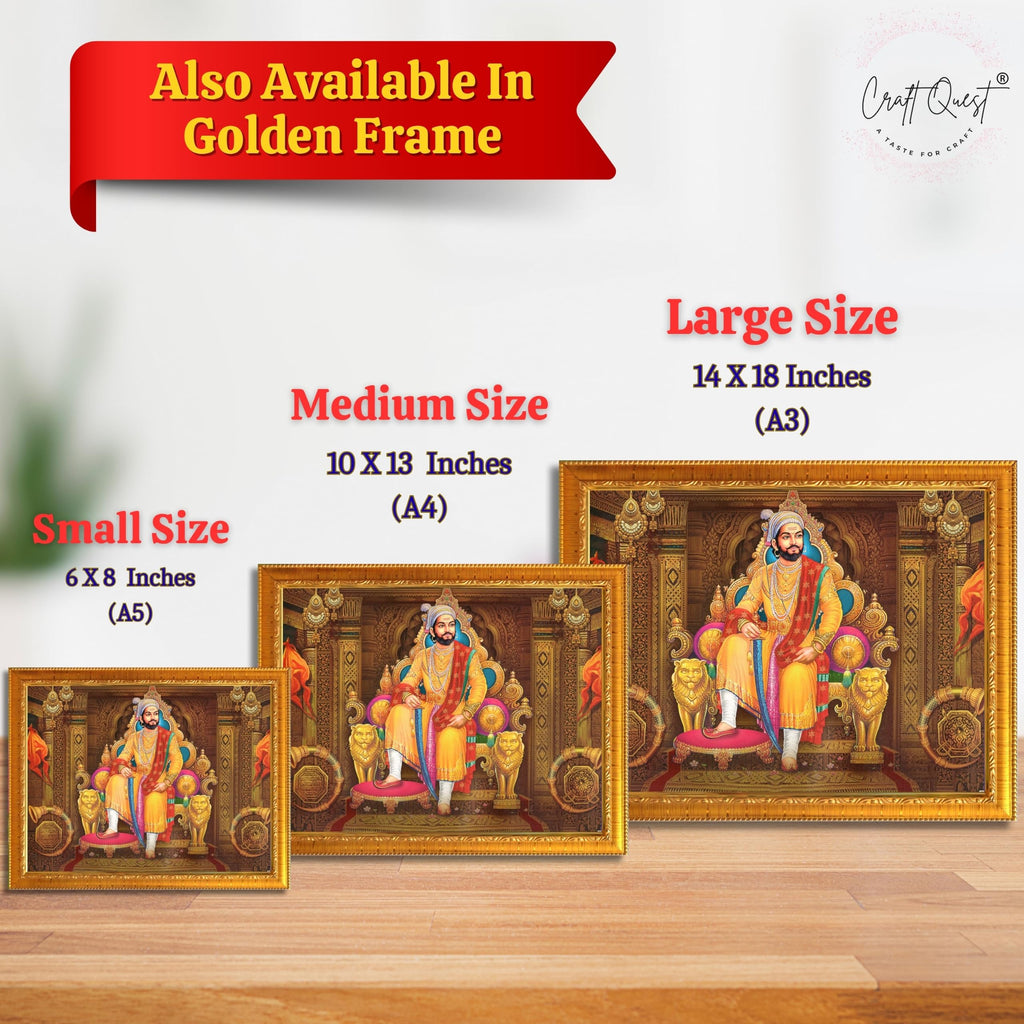 CRAFT QUEST Chhatrapati Shivaji Maharaj Wall Photo Frame | Lightweight | Home Decoration Item | Indian Historic Classic Painting Wall Art Best Gifting Option