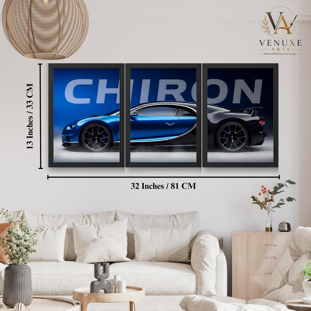 VENUXE ARTS Set Of 3 Big Sports Cars Framed Posters Gift Items for Boys Room Wall Decoration Bedroom, Living Room, Office, Studio Décor | Car Poster Frame for Wall Décor