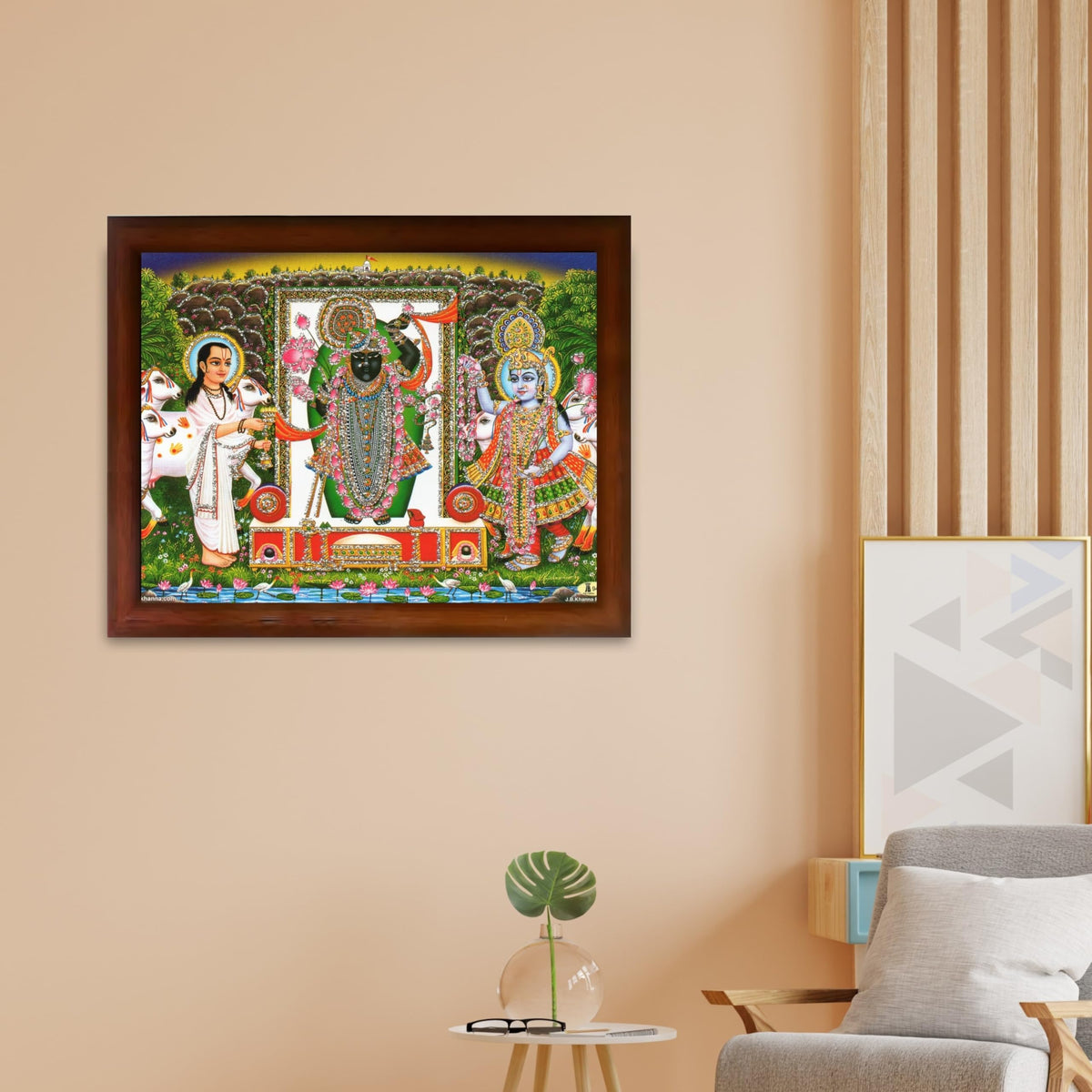 CRAFT QUEST Lakshmi Devi Dhana Vaivabh Laxmi Maa Wall Painting Frame for Diwali,Temple, Pooja, Living Room Home and Decor items