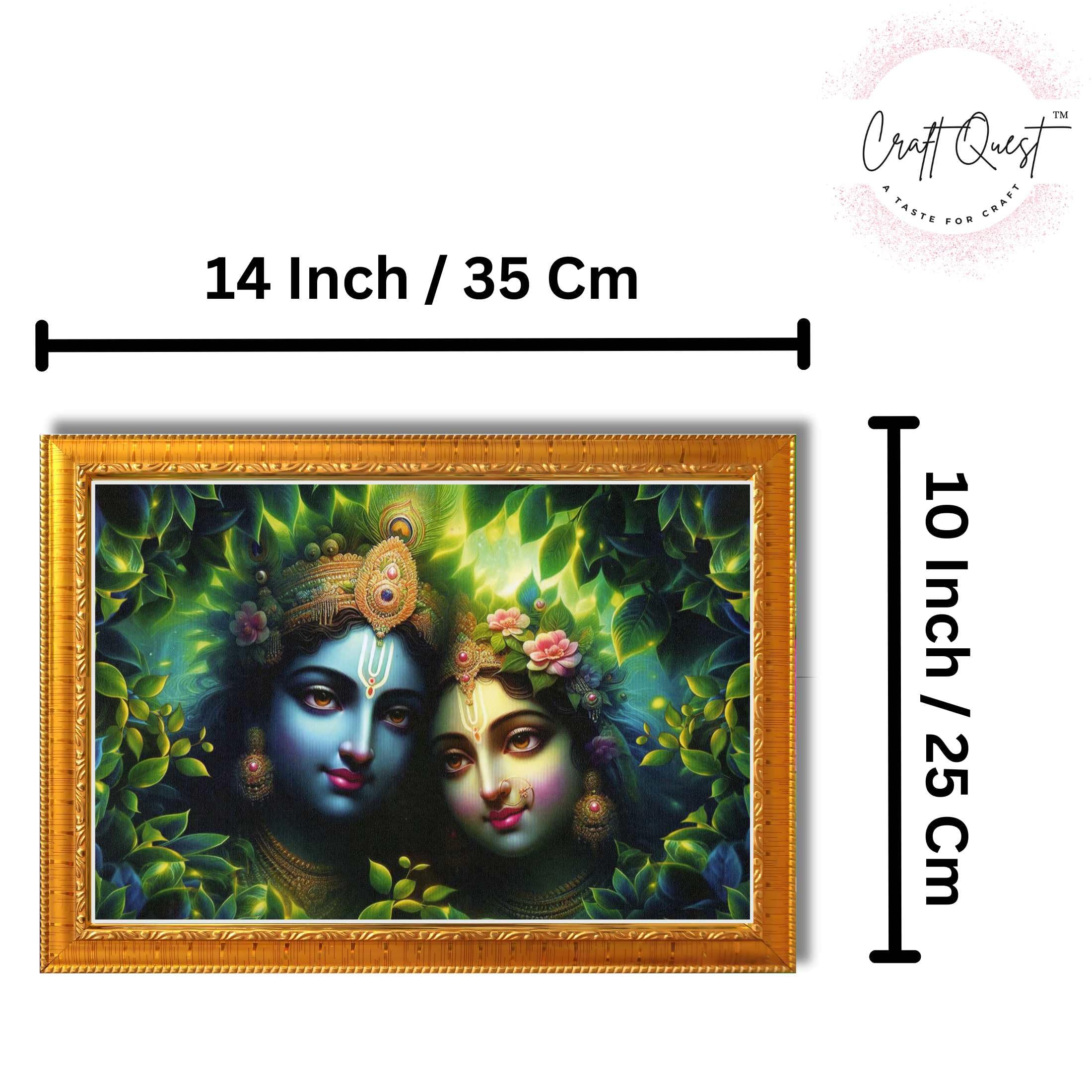 CRAFT QUEST Radha Krishna Art Photo Framed Painting for Home and Bedroom Wall Decoration of Size 14X10 Inches with Frame And Acrylic Glass RK213