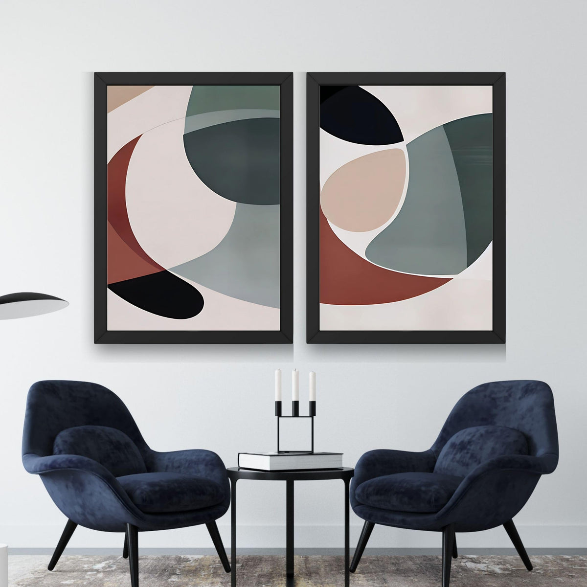 CRAFT QUEST Wall Art Decor Paintings | Set of 2 Minimalist Wall Art Frames for Home Decoration | Perfect for Living Room, Bedroom & Office