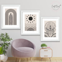 CRAFT QUEST Abstract Series Framed Paintings With Sun | Set of 3 Frames for Home Decoration | Ideal for Living Room, Bedroom & Offices