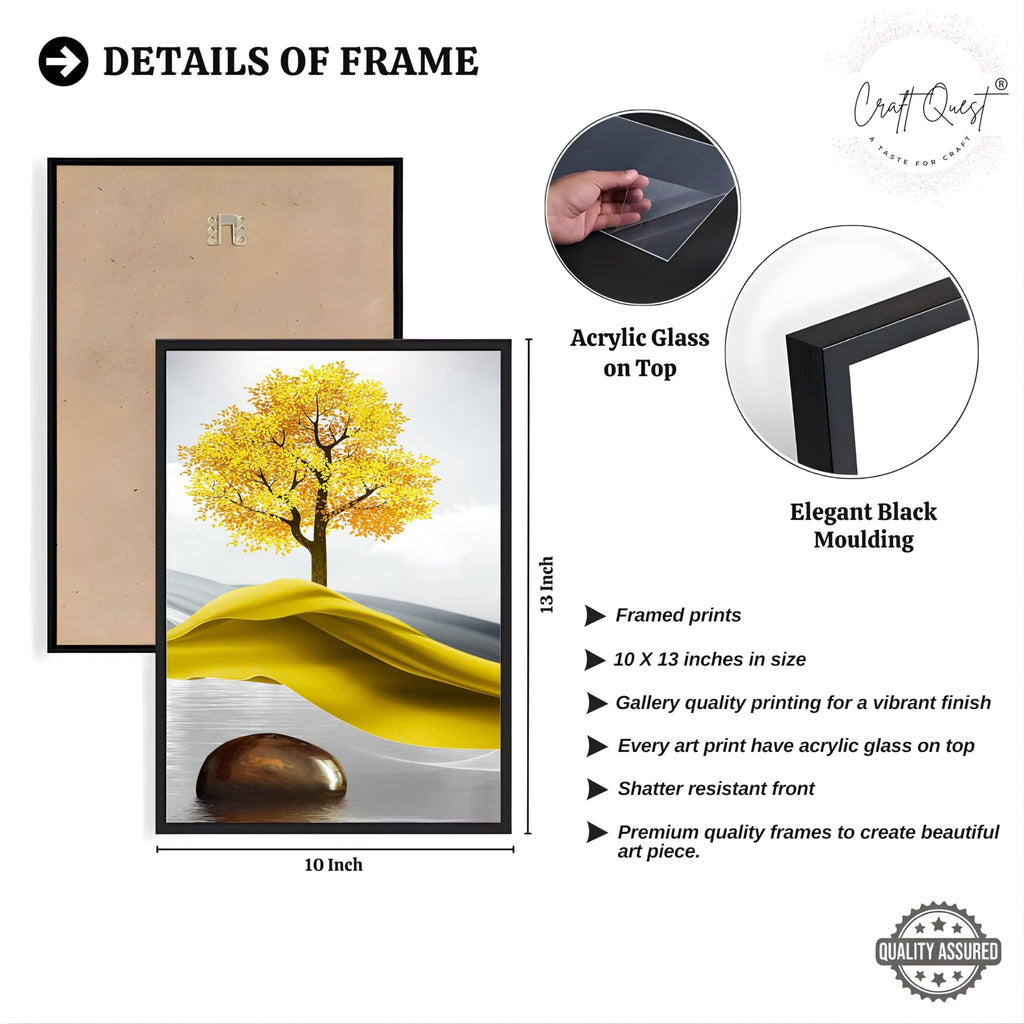 CRAFT QUEST Sanlian Adornment Abstract Modern Art | Set of 3 Frames for Home Decoration | Ideal for Living Room, Bedroom & Offices