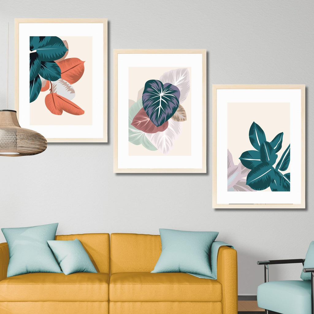 CRAFT QUEST Wall Art Decor Paintings | Set of 3 FLORAL Wall Art Frames for Home Decoration | Ideal for Living Room, Bedroom & Offices