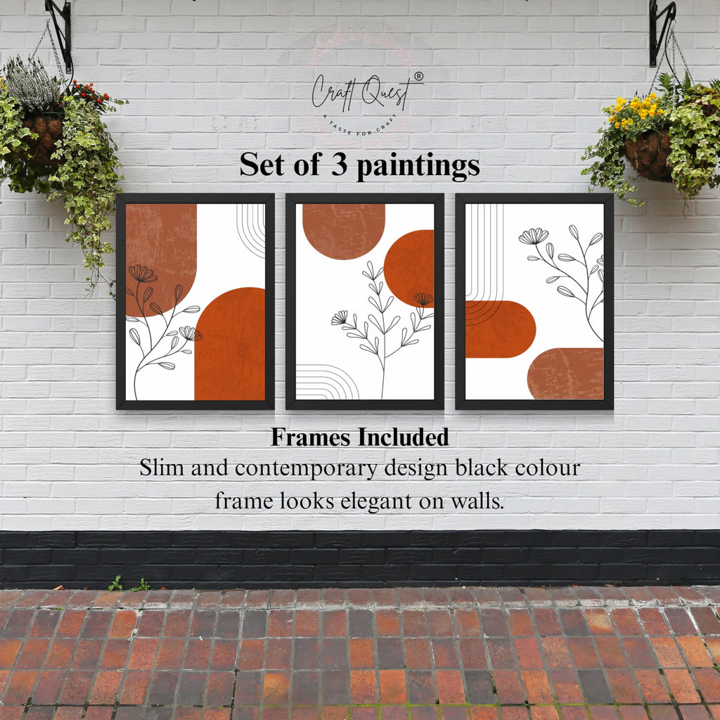 CRAFT QUEST Wall Art Decor Paintings | Set of 3 Abstract Wall Art Frames for Home Decoration | Ideal for Living Room, Bedroom & Offices