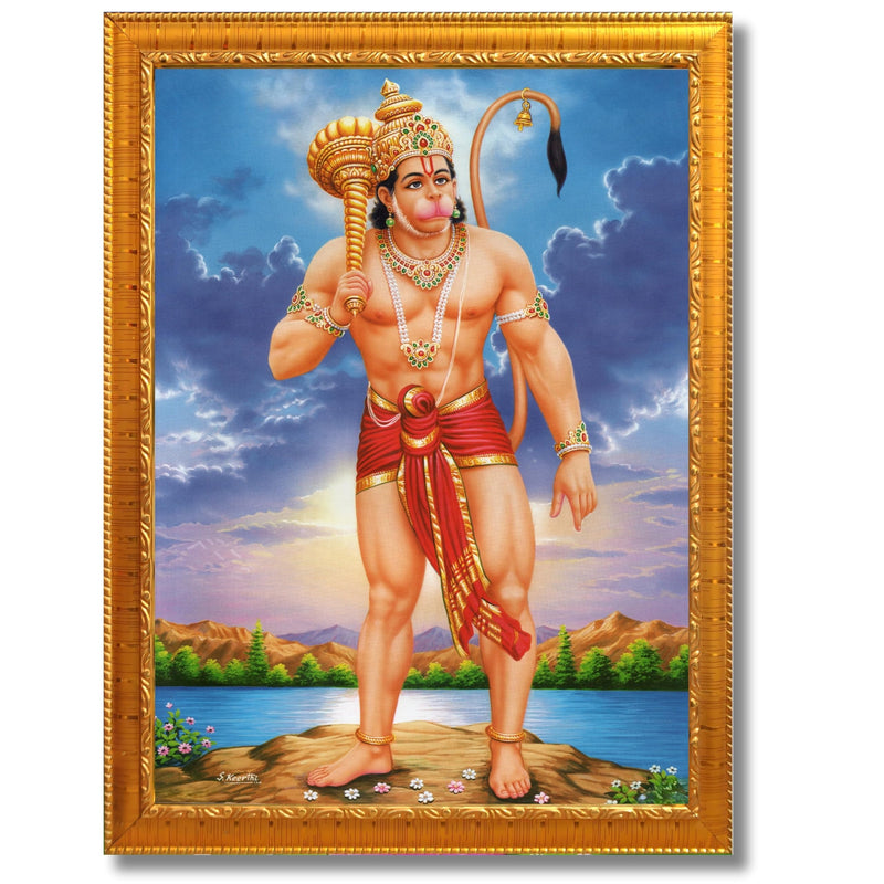 CRAFT QUEST Bajrang Bali Hanuman Ji Photo Frame | Acrylic Glass, Lightweight & Waterproof | Ideal for Home, Office, Temple & Puja Room Wall Decor
