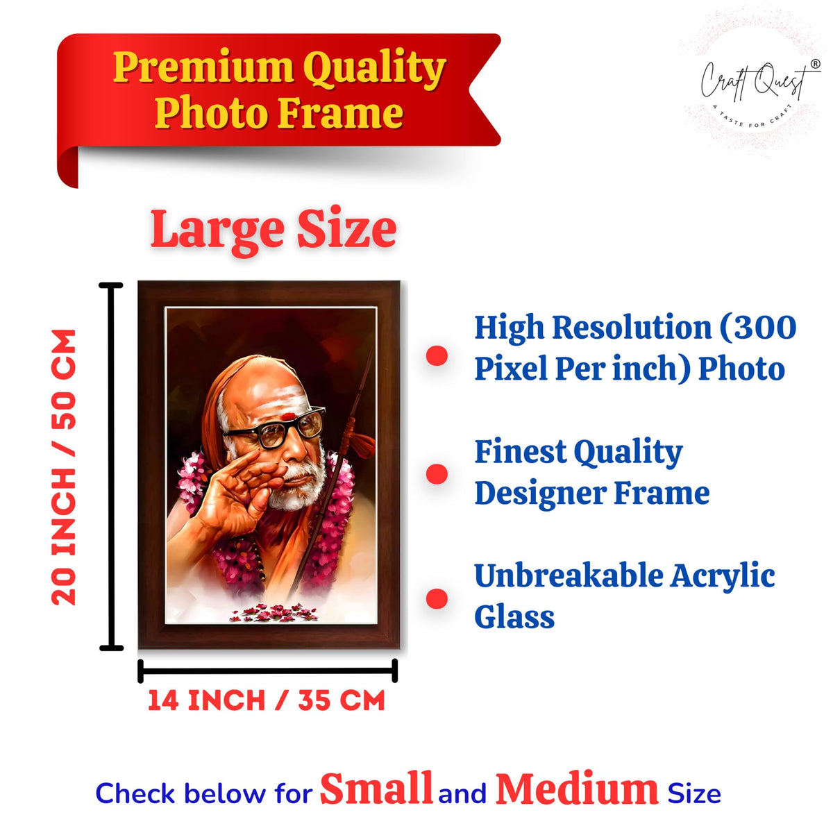 CRAFT QUEST Kanchi Maha Periyava Periyavar Periyar Kanji Wall Painting Framed Home Décor